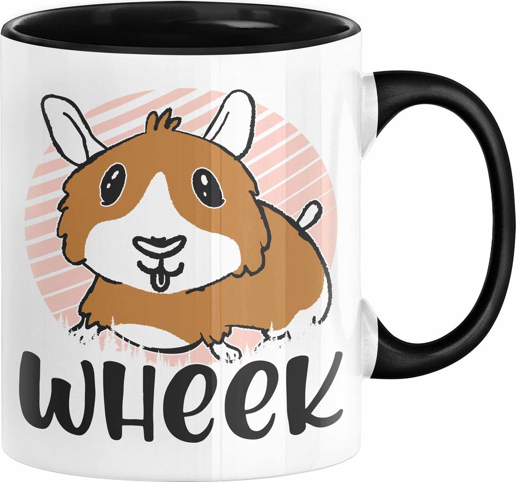 Meerschweinchen Geschenk Tasse Spruch Meerschweinchen-Besitzerin Geschenkidee Kaffee-Becher Wheek (Schwarz)