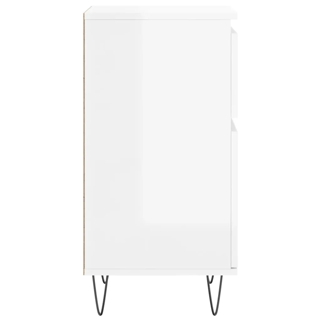 Buffet Blanc Brillant Design Moderne 40x35x70 cm Bois Composite 2 pcs - 9