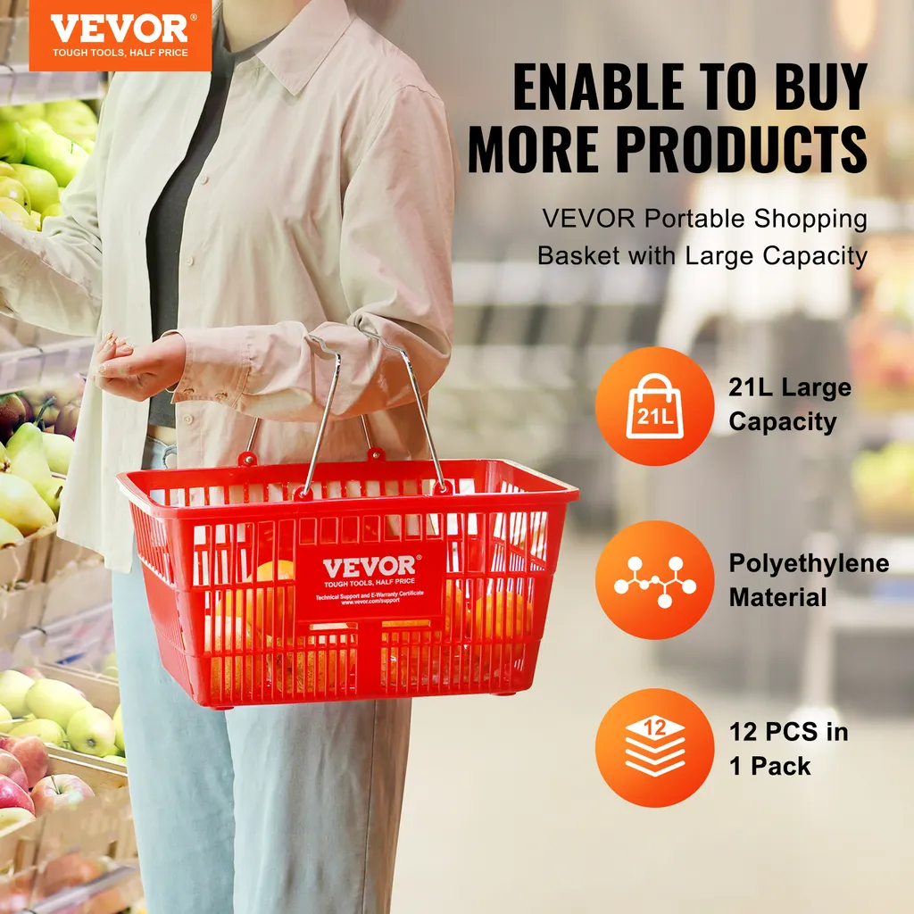 Panier de Supermarché Empilable 21L Lot de 12 pour Commerce de Détail