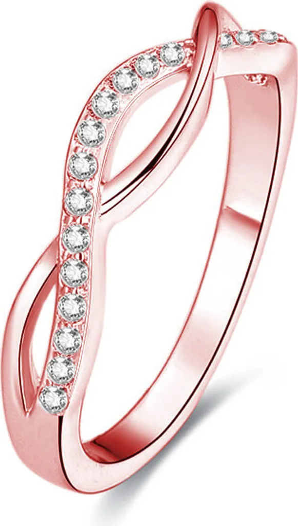 Alliance fine femme argent rose gold et cristaux AGG191, tour de doigt 52