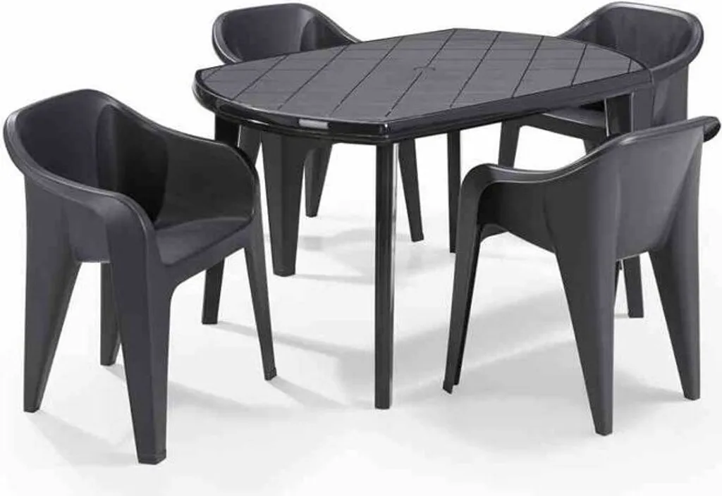 Table Extérieure Allibert Elise Graphite en Résine Durable - Résistante aux UV - 4