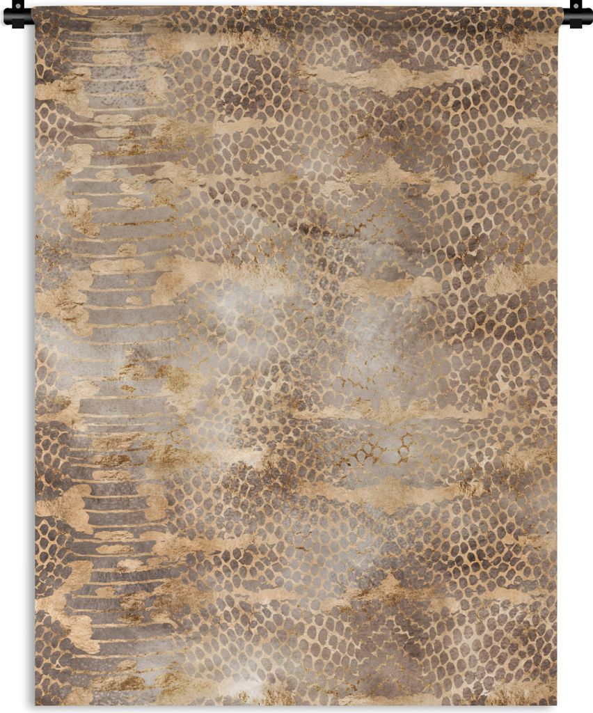 MuchoWow Wandteppich Wandbehang Tiermuster - Schlange - Gold - Braun 150x200 cm Tapisserie Dekoration Wandtuch - Wandaufhängung - Moderner