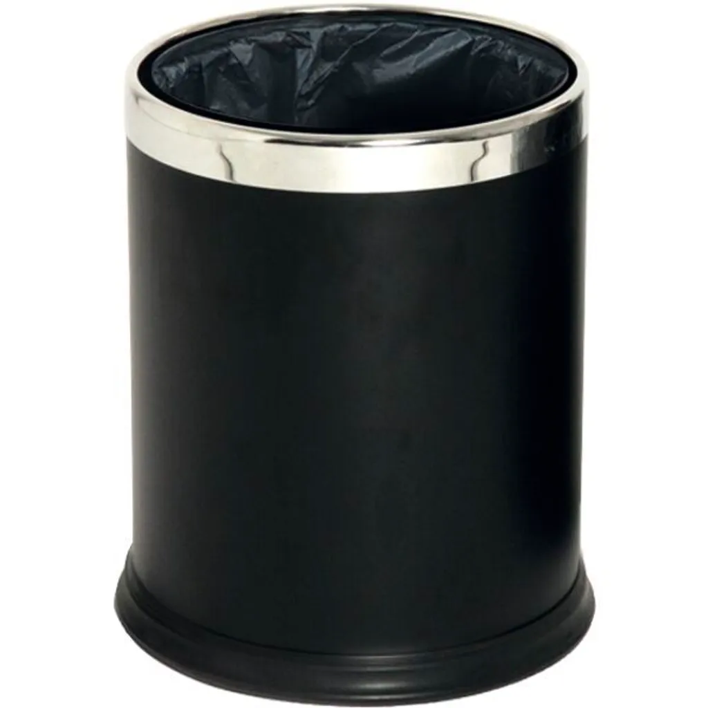 Poubelle 10 litres en métal noir double paroi anti-traces de doigts