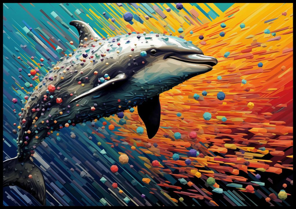 Plakat 100x70cm Delfin in Farbpalette