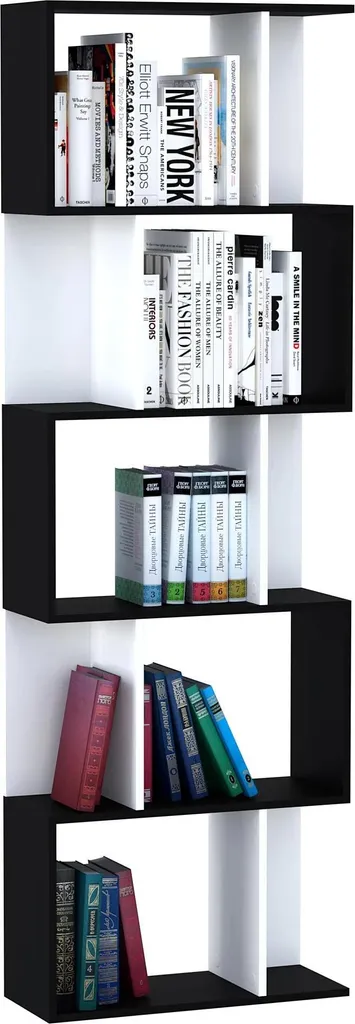 Étagère Bibliothèque Design Contemporain Noire 5 Étages pour Salon Chic