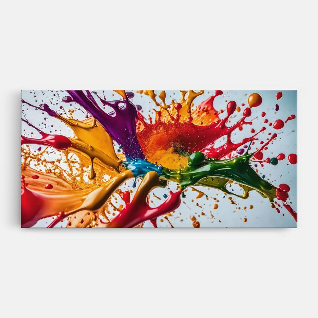 ARTHUB Leinwandbild 60x120 cm, Colorful Yellow Rainbow | Wohnzimmerdekoration, Hängende Bilder, Wanddekoration, Heimdekoration, Abstrakte, Leben...