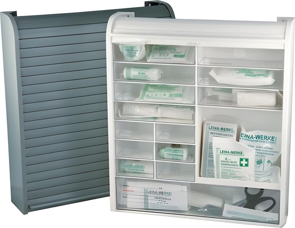 LEINA Verbandschrank Sani Roll ohne Inhalt weiß Kunststoff mit Jalousie