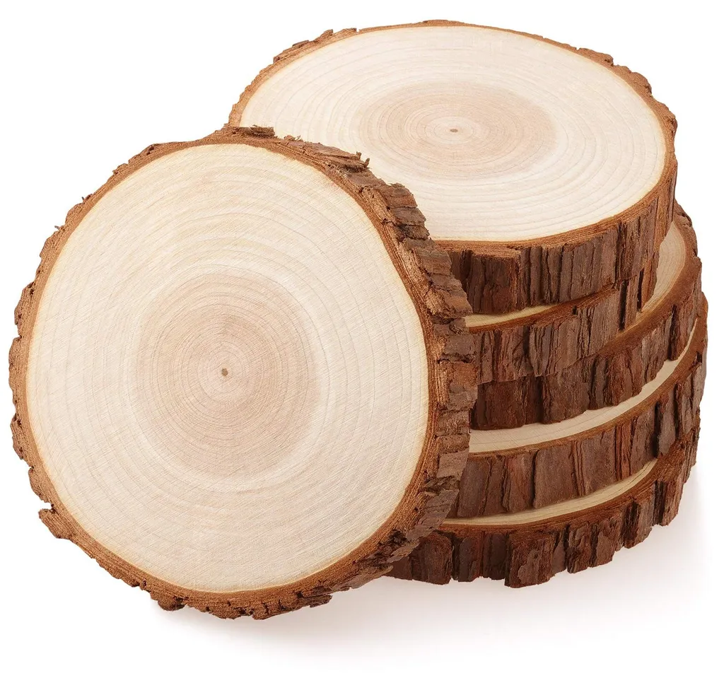 Rondelles de bois naturel 15 cm sans trou pour loisirs créatifs x6