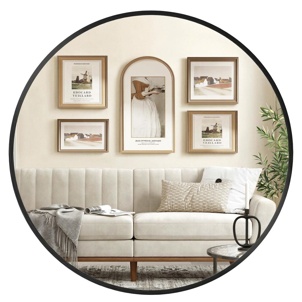 SONGMICS Wandspiegel, Spiegel rund, Metallrahmen, 80 cm d, Produktbild 