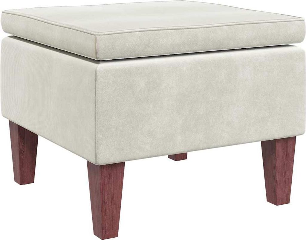 vidaXL Tabouret avec pieds en bois Crème Velours Image du produit 