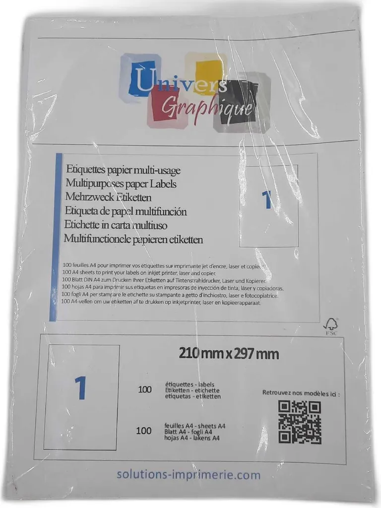 100 Étiquettes Blanc Mat 210x297mm - Fini les Bourrages Imprimante ! 70g