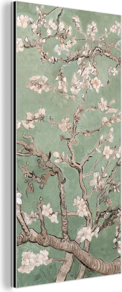 MuchoWow Wanddekoration Metall Metallbild Wandkunst 20x40 cm Mandelblüte - Kunst - Van Gogh - Grün MuchoWow Aluminium Gemälde - Aluminium Gemäldes