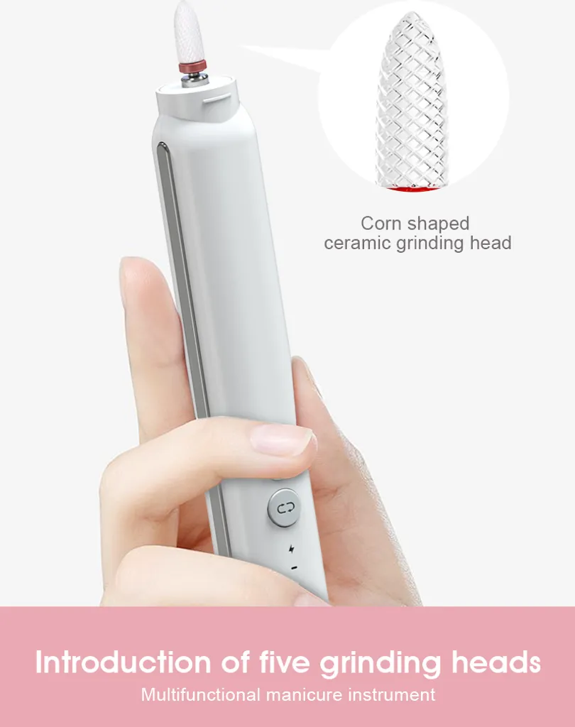 INF Ponceuse à ongles électrique portable 3 vitesses avec lumière LED - 10