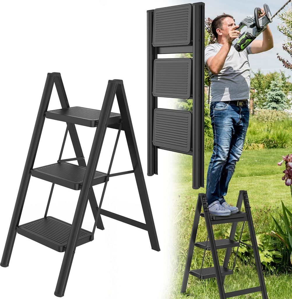 Sessamen-LP Alu Trittleiter 3 Stufen Leiter Klappleiter Produktbild 