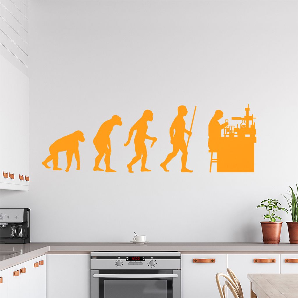 Laborant Labor Evolution Wandtattoo Wandaufkleber Wall Sticker - Dekoration, Küche, Wohnzimmer, Schlafzimmer, Badezimmer
