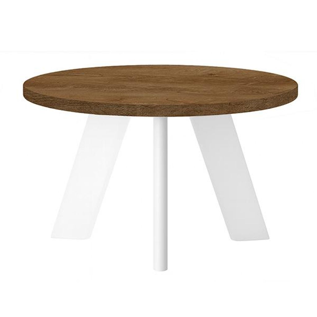 Couchtisch LEX Durchmesser 60 cm, Minimalistisch und zeitlos - Eiche Lefkas / Weiß