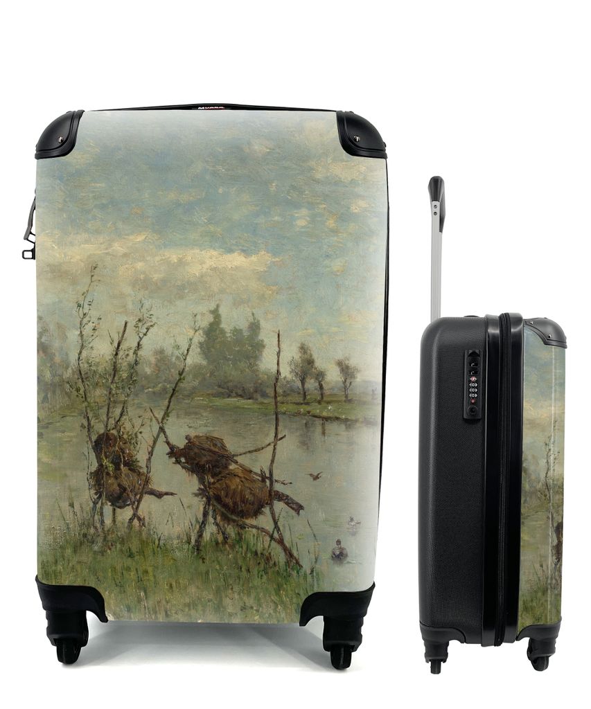 MuchoWow Koffer Handgepäck Trolley Rollkoffer Kleine Reisekoffer mit 4 Rollen - Entennester - Gemälde von Paul Joseph Constantin Gabriel - Cabi...