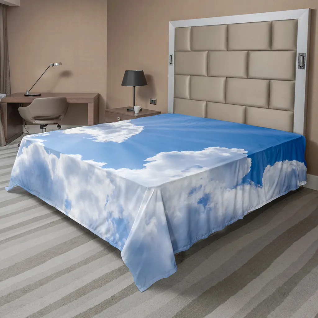 Lenzuolo Hotel Style ABAKUHAUS 260x228 - Stampa Artistica Blu Bianco