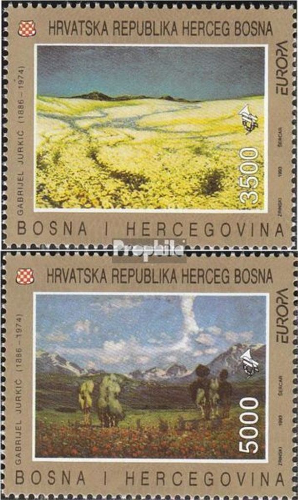 Briefmarken Bosnien - Kroat. Post Mostar 1993 Mi 7-8 (kompl.Ausg.) FDC Kunst