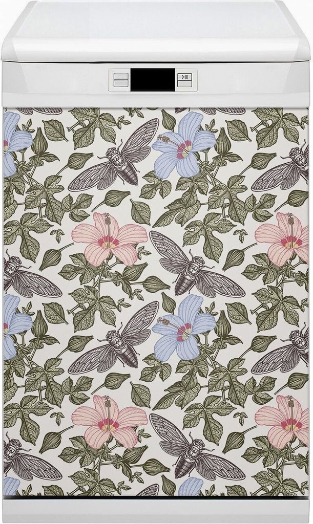 Küche Dekorative Magnete Magnet Folie für Geschirrspüler 45x80 cm - Schmetterlinge und Blumen