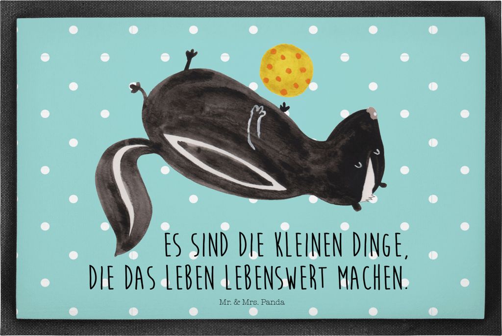 Mr. & Mrs. Panda Schmutzfänger Stinktier Ball 40 x 60 cm - Türkis Pastell - Geschenk, Schmutzmatte, Wildtier, Skunk, fußmatte, Weisheit, Fussmat...