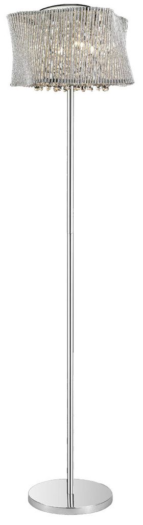 A floor lamp with a crystal-like shade and a silver pole and base, shown against a white background.