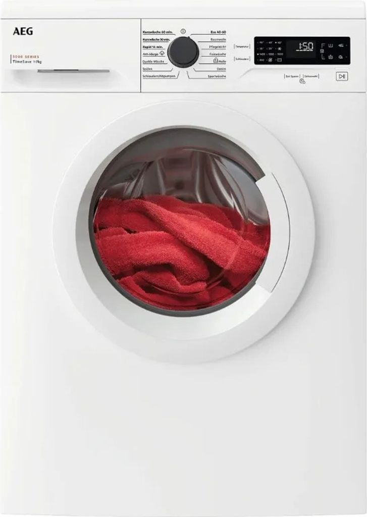 AEG L5FBU20470 7kg Frontlader Waschmaschine, 60 cm breit, 1400 U/Min, Aquastop, ProSense-Mengenautomatik, Kindersicherung, weiß