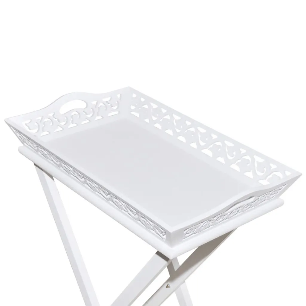 vidaXL Table de Service avec Plateau Blanc - Table d'Appoint Moderne - 6