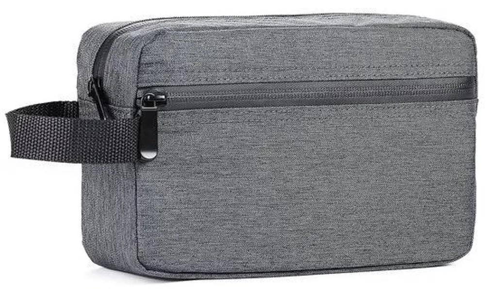 Grande trousse de toilette imperméable grise pour homme et femme XL