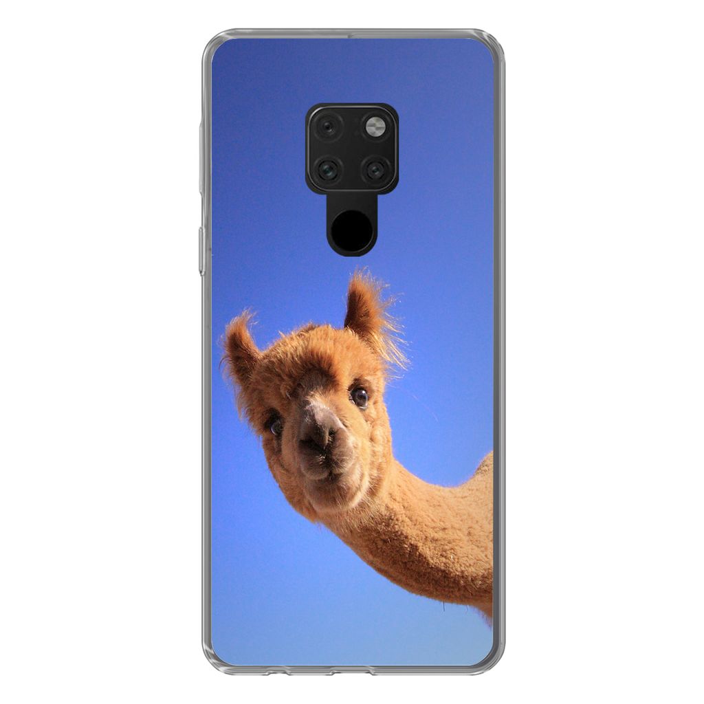 MuchoWow Handyhülle Schutzhülle Hülle für Huawei P40 Lite Alpaka - Braun - Blau Silikon Softcase Handy Hülle - Handy