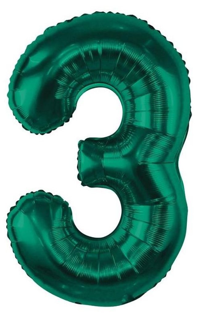 Balon foliowy cyfra 3 butelkowa zieleń 85 cm Immagine del prodotto 