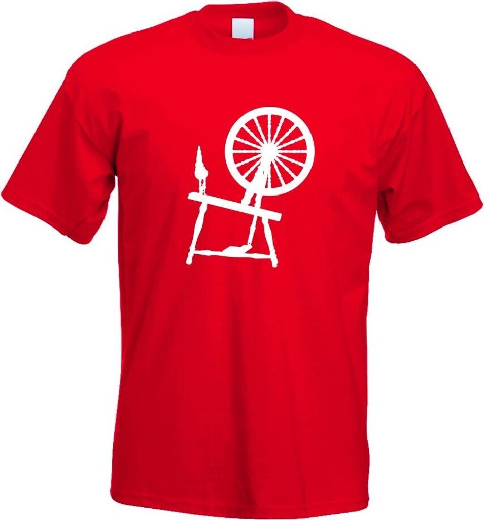 Kiwistar - T-Shirt - rot - Spinnrad Siljouette Motiv Bedruckt Funshirt Design Print - mit Motiv Bedruckt - Funshirt Design - Sport - Freizeit - Her...
