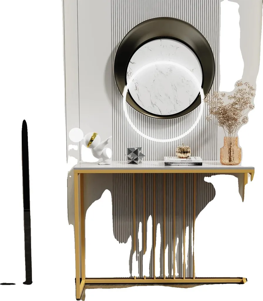 Console de salon marbre et métal doré noir pour déco chic et moderne