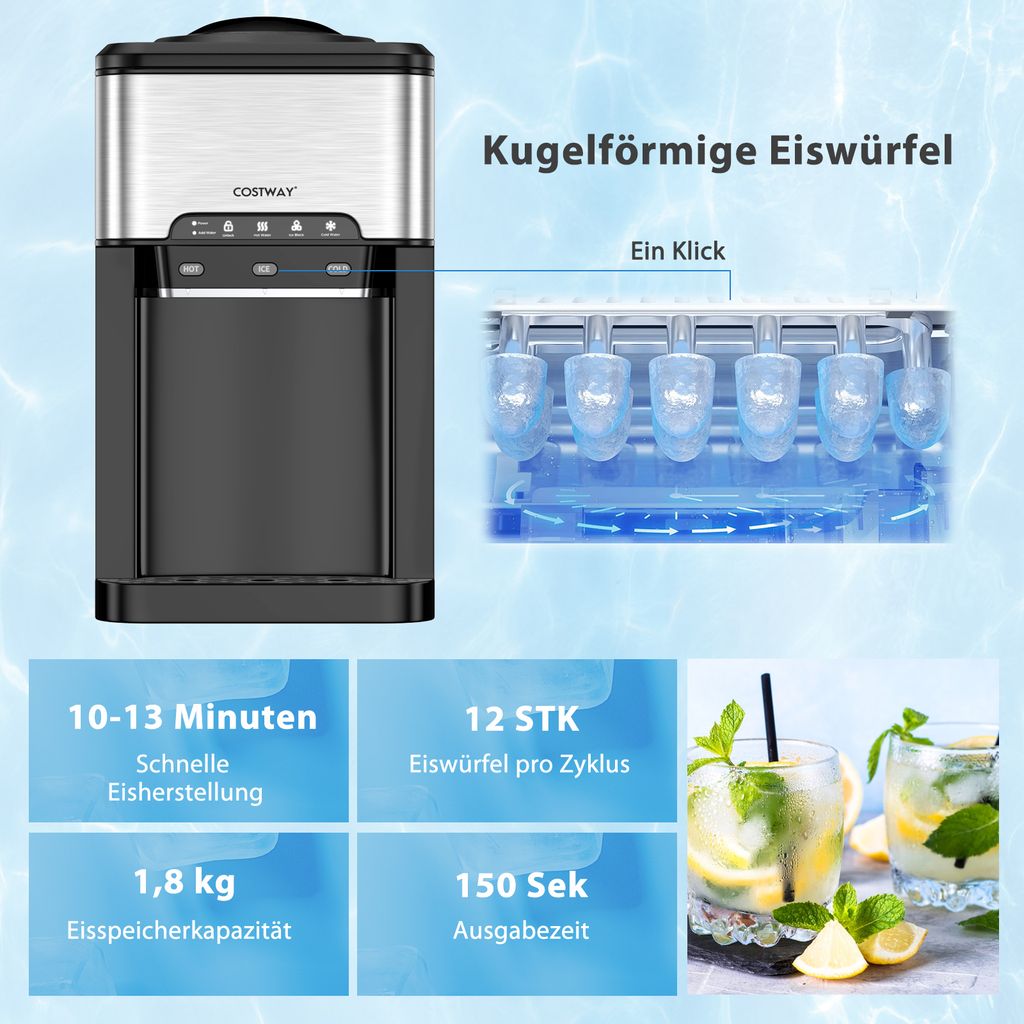 COSTWAY 3-in-1-Wasserspender mit Eiswürfelmaschine, 3 Produktbild 3