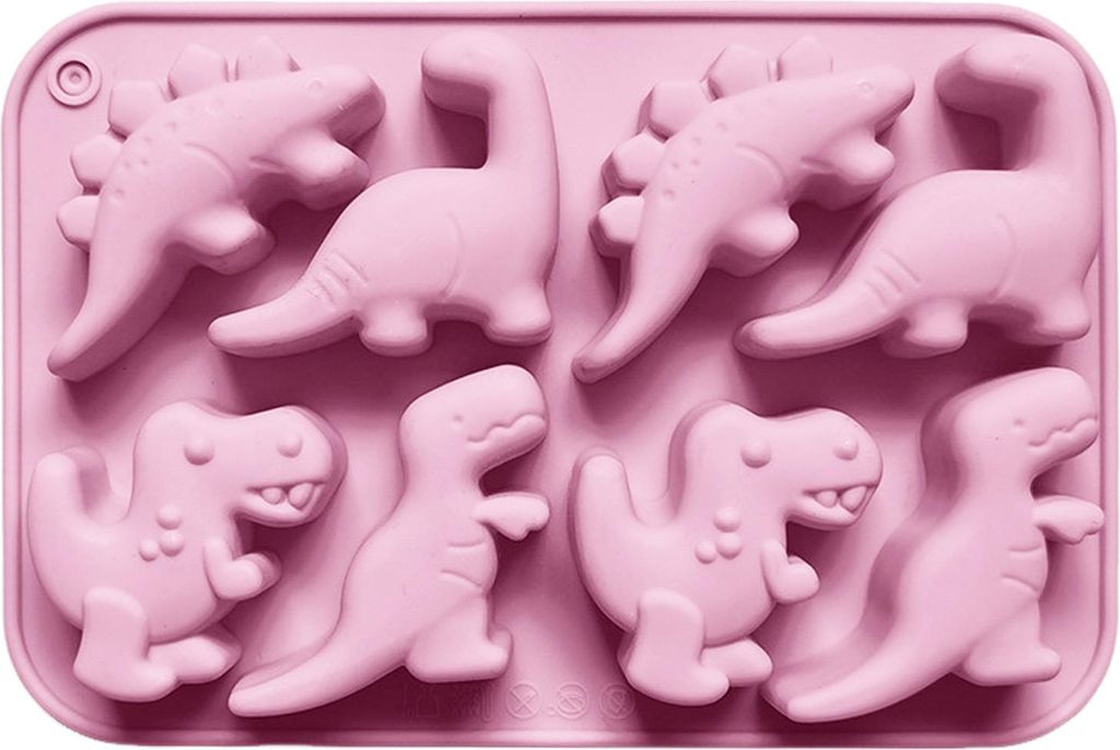 Dinosaurier-Silikonform, Eiswürfelform, flexibel, für Fondant, Schokolade, Süßigkeiten, Kekse, Kuchen, Kerzen, Seife, leicht zu lösen, Gebäck...