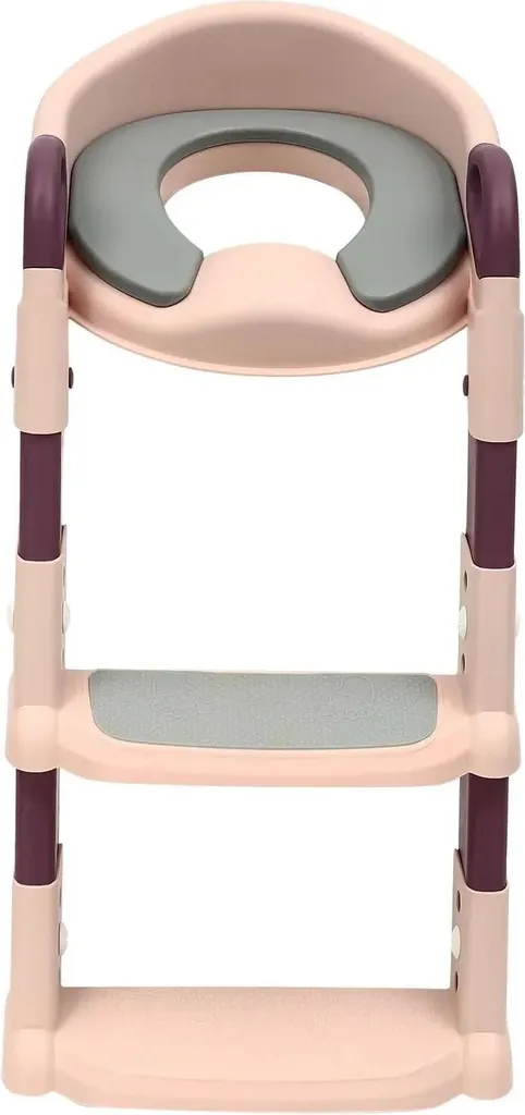 Siège de toilettes avec échelle rose pour enfant - Hauteur réglable