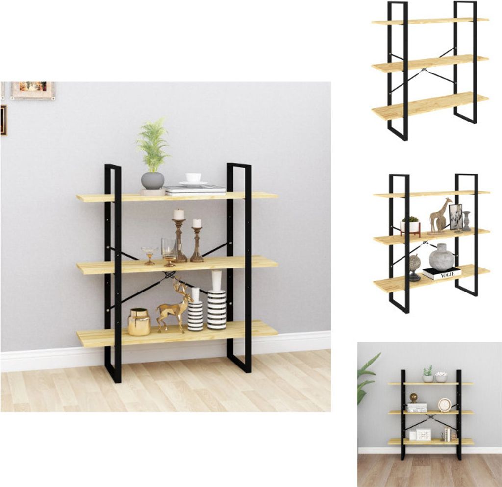 vidaXL Bücherregal 3 Böden 100x30x105 cm Massivholz Kiefer - Bücherregale & Bücherschränke