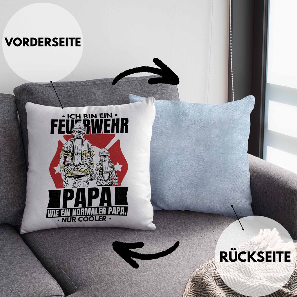 Trendation - Feuerwehr Kissen Geschenk für Feuerwehrmann Geburtstag Männer Spruch Dekokissen mit Füllung 40x40