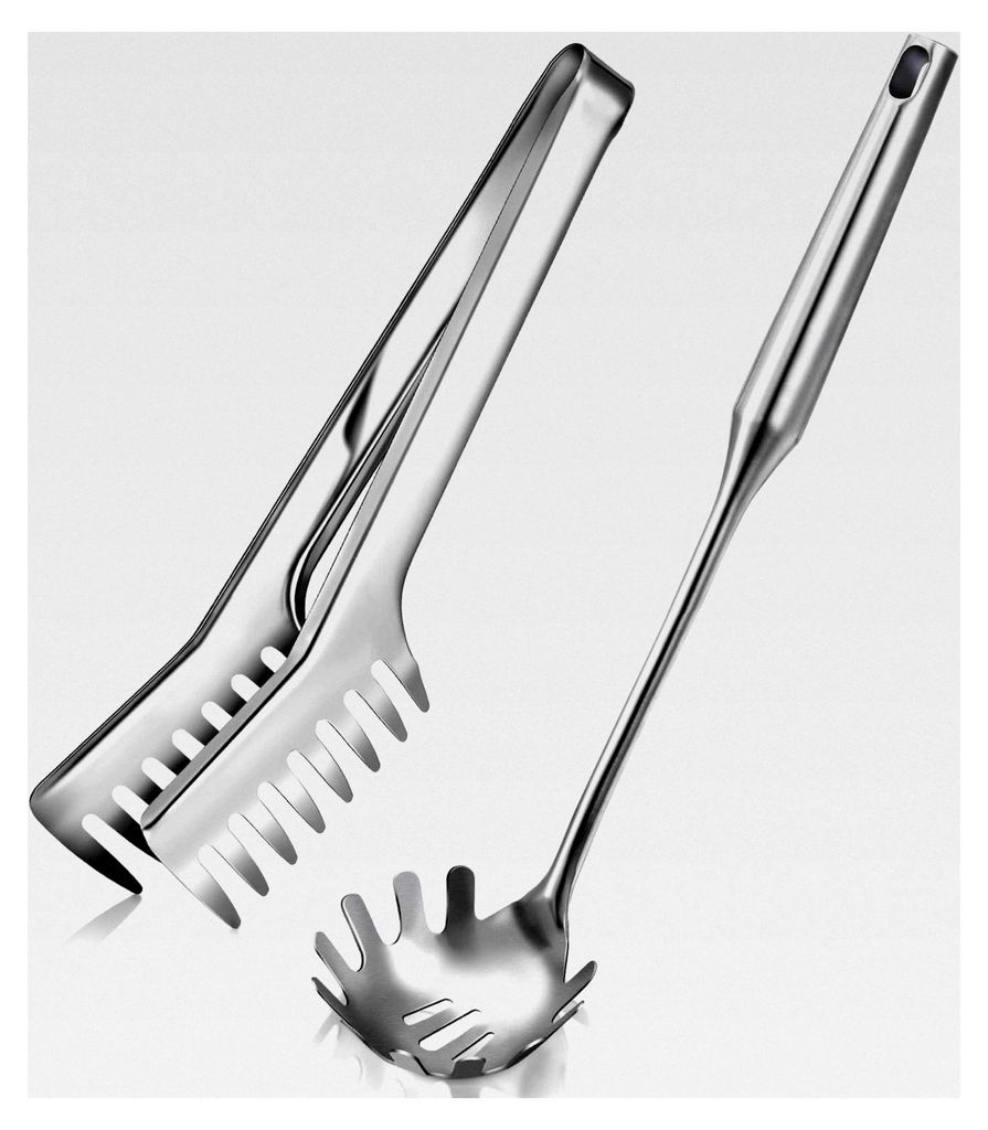 2 Stück Spaghettilöffel und Nudelgabel mit ergonomischem Griff