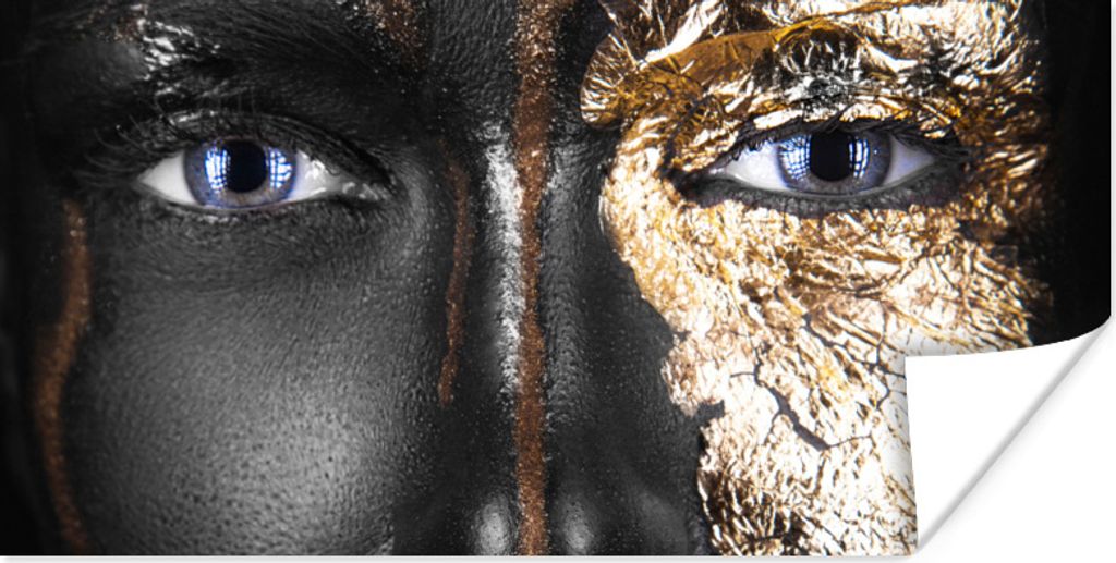 MuchoWow Poster Frau - Blattgold - Schwarz - Gold - Luxus 80x40 cm - Wanddeko
