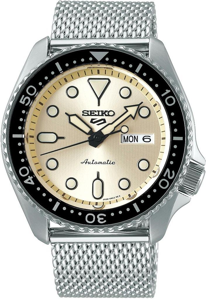 Seiko 5 Sports Automatic Cream Dial Stainless Steel Watch Produktbild 