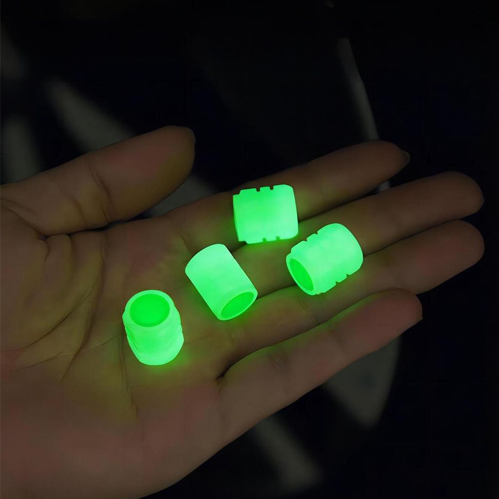 Leuchtende Reifenventilkappe, fluoreszierende, nachtleuchtende Luftdüse, Reifenschaftabdeckung für Auto, Fahrrad, Motorrad, Grün