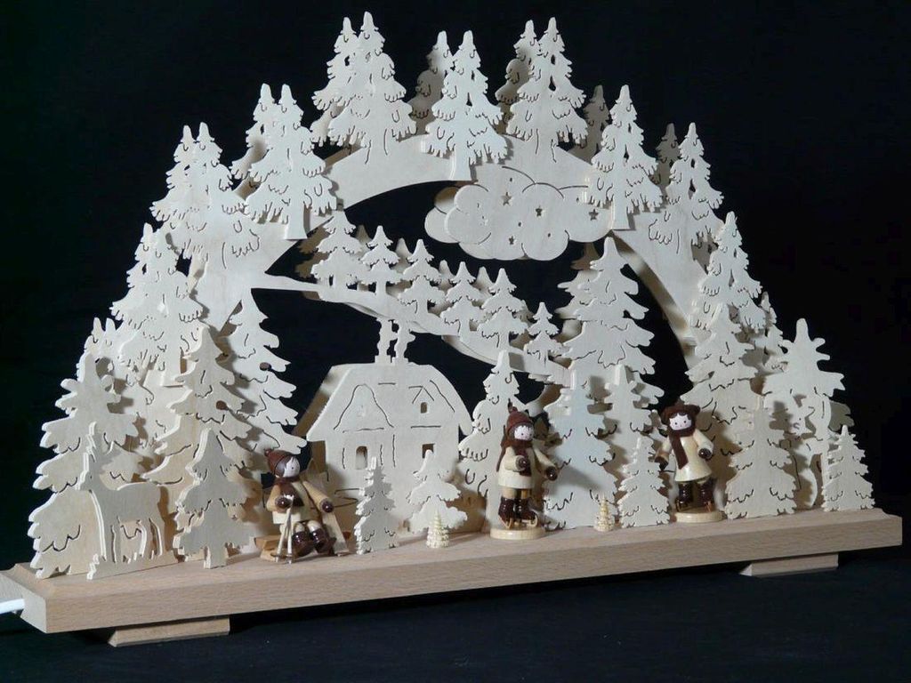 Schwibbogen mit Winterkinder und Beleuchtung BxHxT 50x31x7cm NEU
