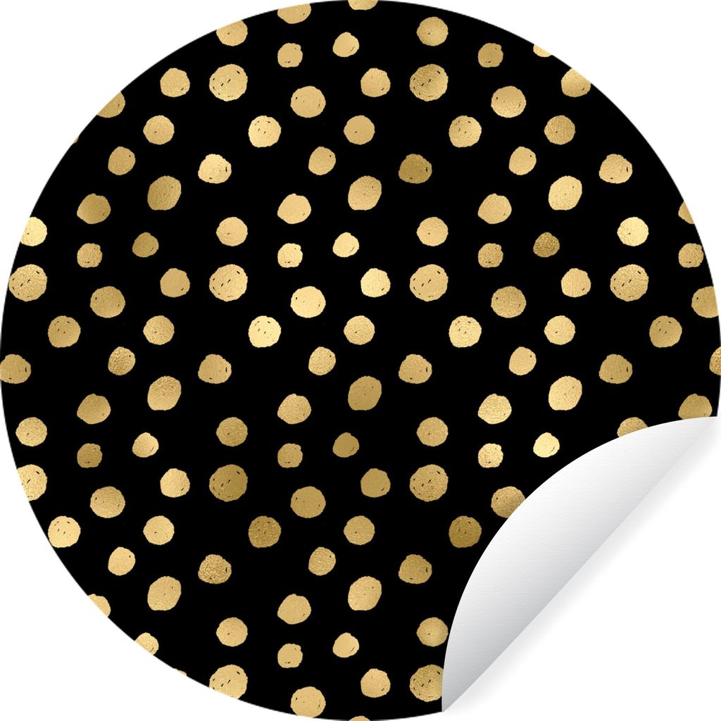 MuchoWow Runde Wandtattoo - Wandsticker Tapete Aufkleber Muster - Punkte - Gold Ø 50 cm Selbstklebend und Repositionierbar - Wandaufkleber - Kre...