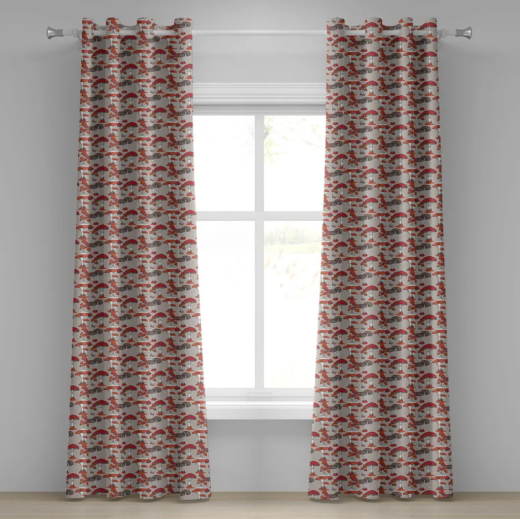 Rideau à œillets champignon ABAKUHAUS automne 280x175cm rouge orange
