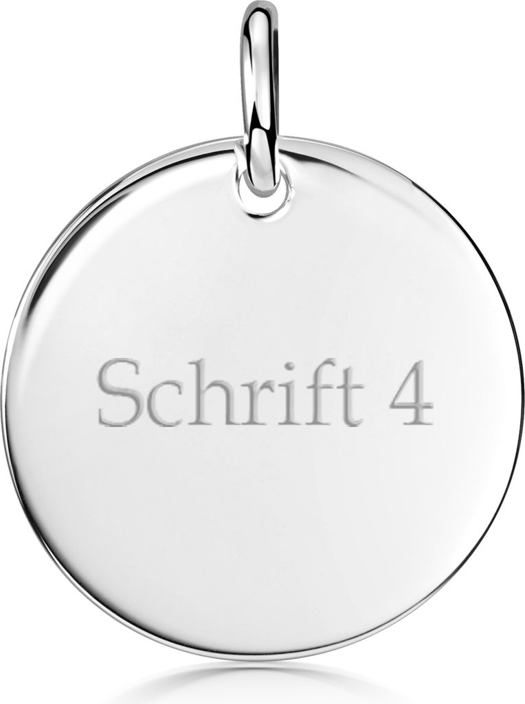 MATERIA by Matthias Wagner Gravur Anhänger rund Silber 925 Kettenanhänger personalisiert Ø 20mm rhodiniert KA-323-Silber