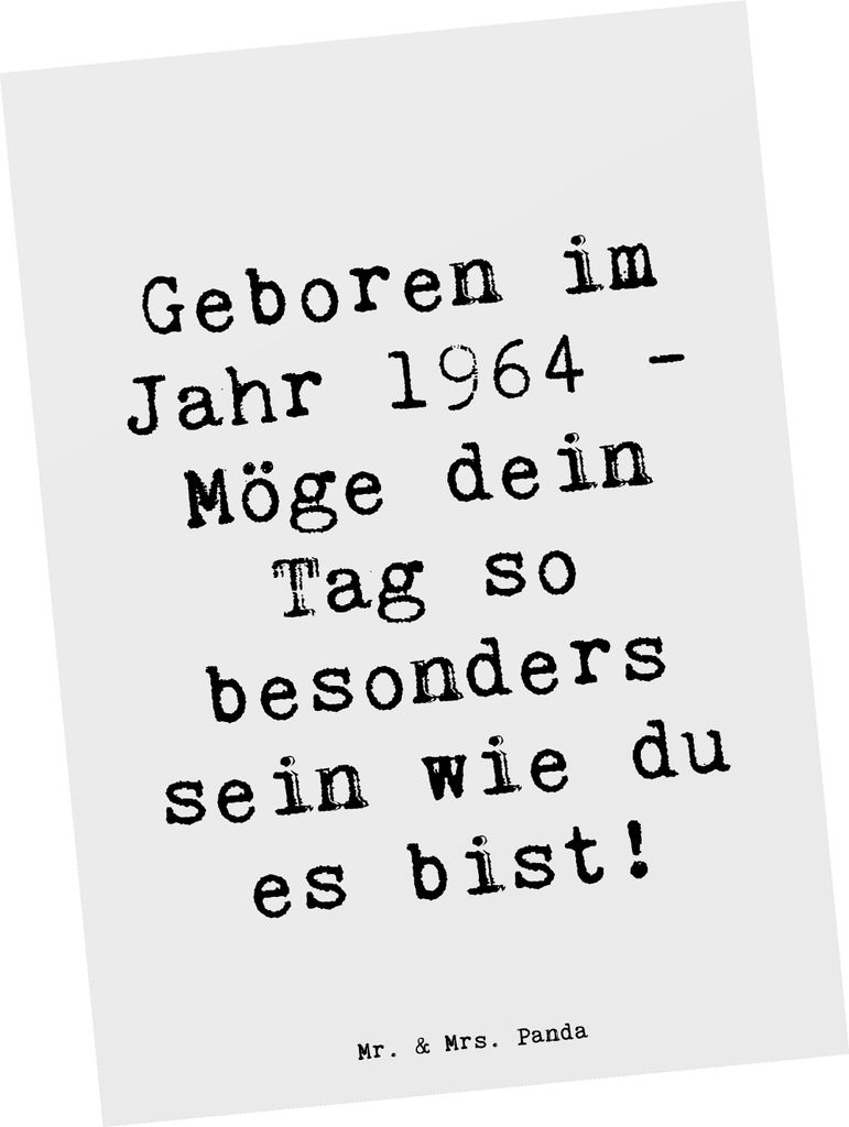 Mr. & Mrs. Panda Postkarte Spruch 1964 Geburtstag - Weiß - Geschenk, Happy Birthday, bildkarte, Alter, geboren, spruchkarte, Einzigartigkeit, Ansi...