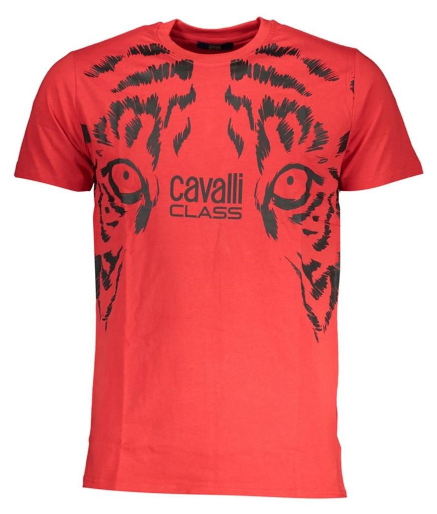 Cavalli Class Rotes Tiger-Logo T-Shirt : Größe - XL Größe: XL