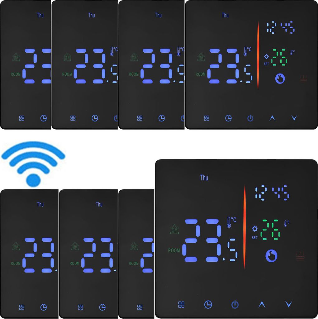8x Digital WiFi Thermostat Raumthermostat fuer 3A Warmwasserbereitung Fussbodenheizung, 2 Modus, NTC-Induktion, LCD programmierbares Raumthermostat
