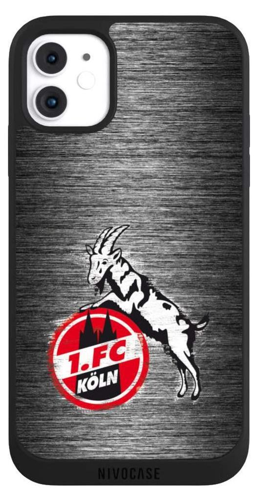 NIVOCASE Handyhülle für Apple iPhone 11 Hülle NIVOpure Case Schwarz 1. FC Köln Metallic Look Offizielles Lizenzprodukt